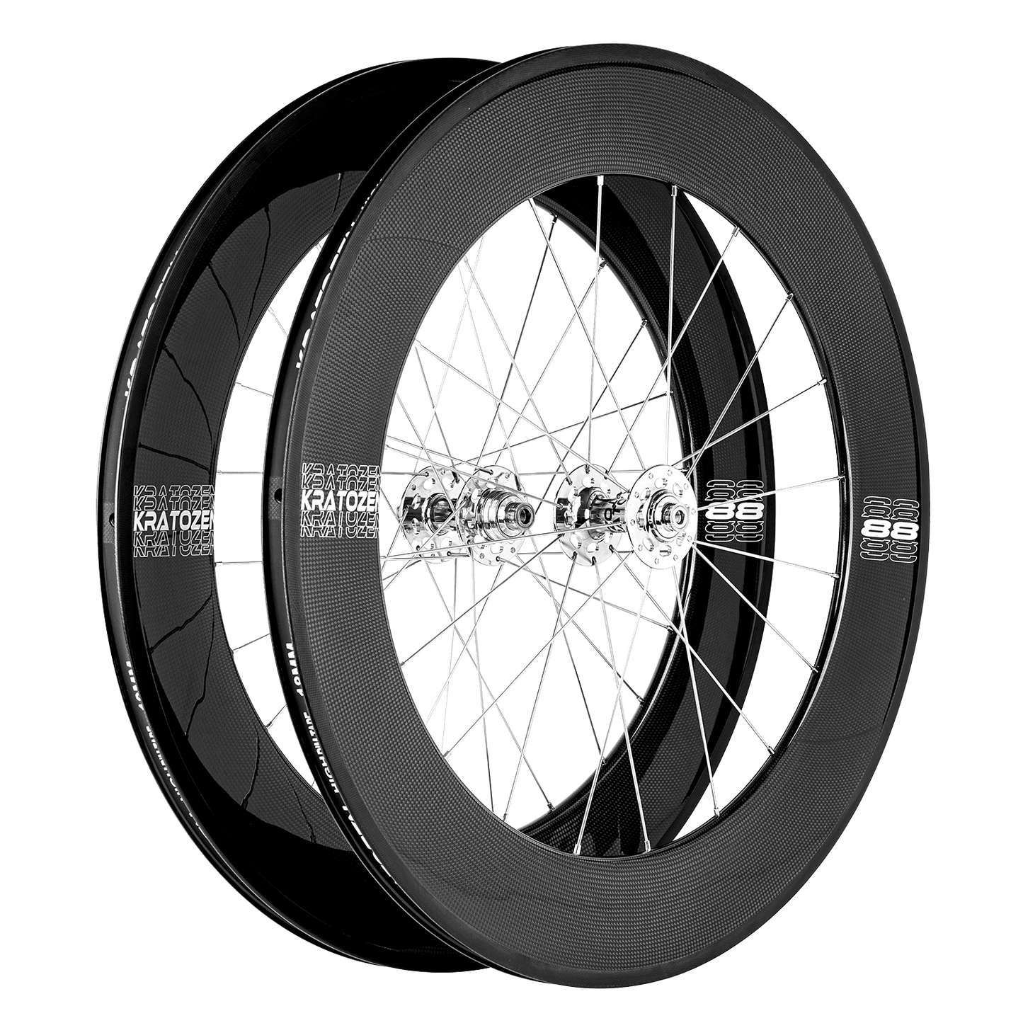 Kratozen 88mm 3k Gloss Fixed Gear Carbon Track Wheelset