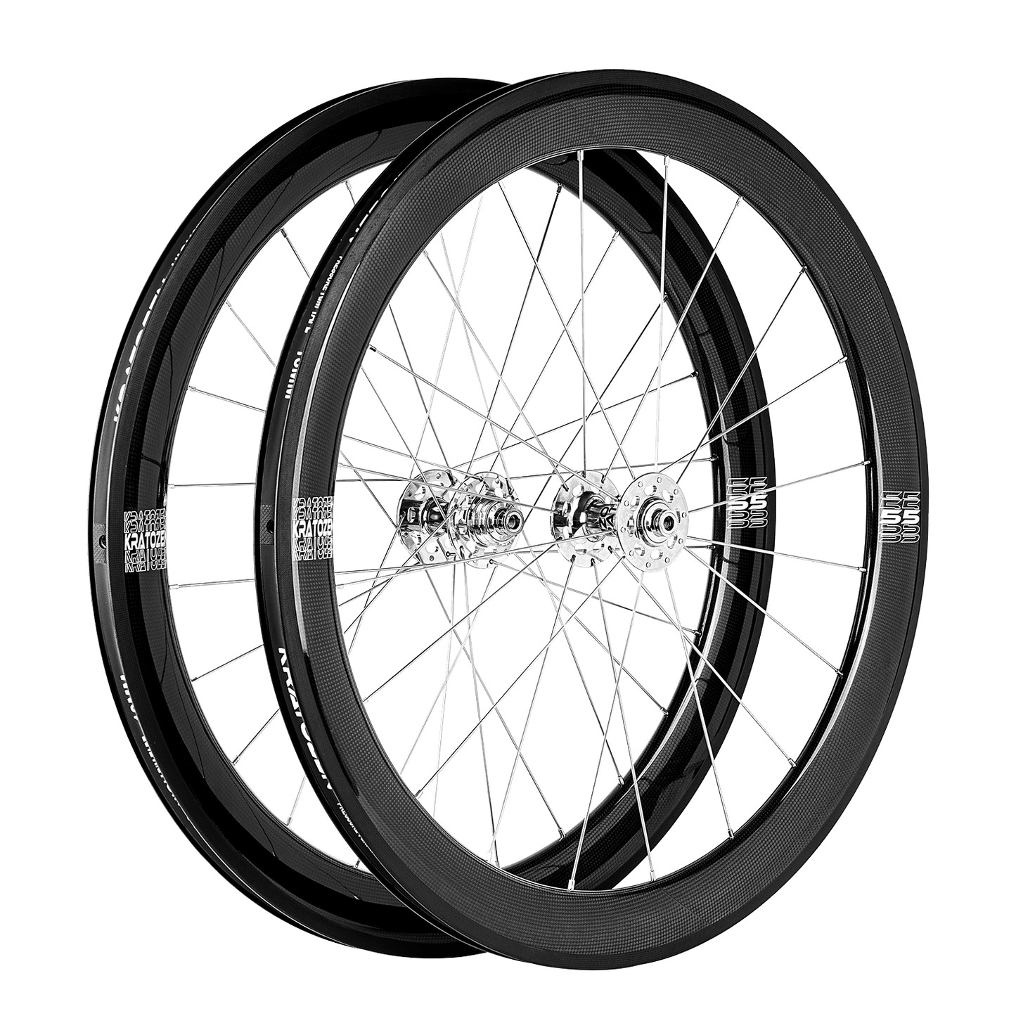 Kratozen 55mm 3k Gloss Carbon Fixed Gear Track Wheelset