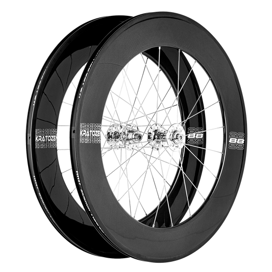 Kratozen 88mm 3k Gloss Fixed Gear Carbon Track Wheelset